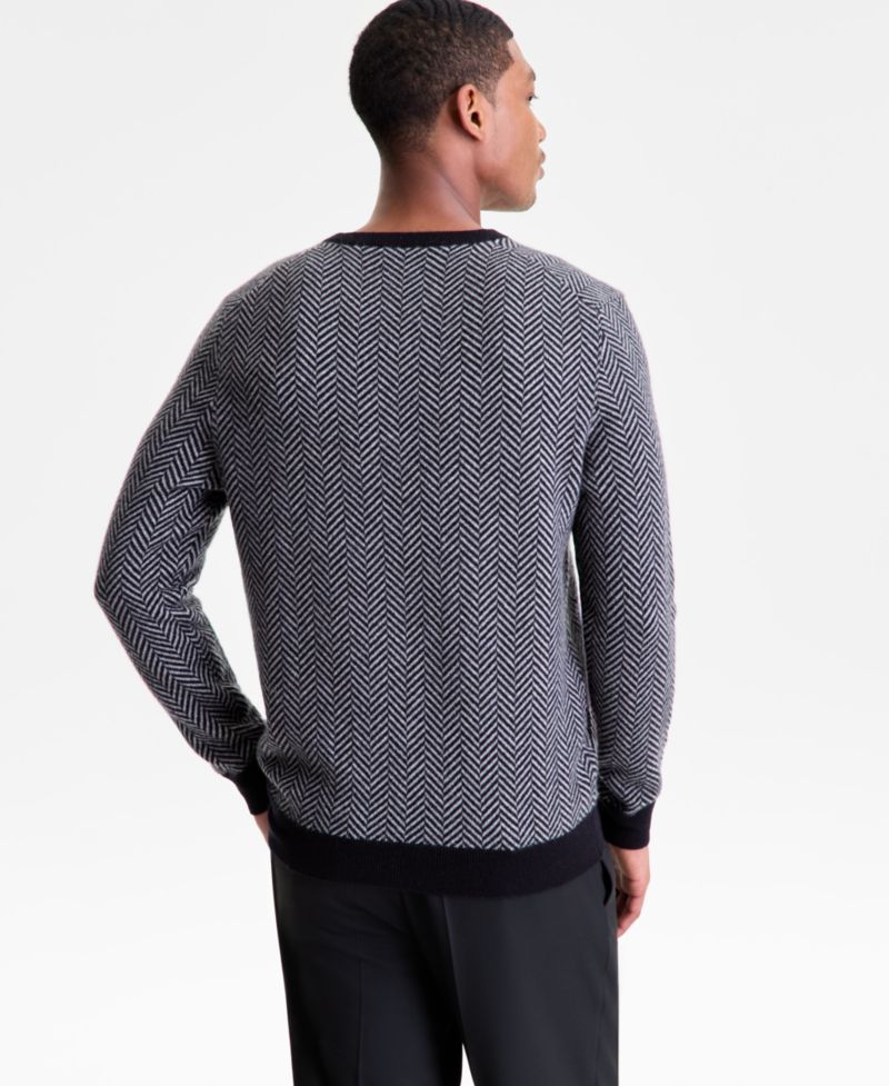 Men's Regular-Fit Herringbone 100% Cashmere Sweater
