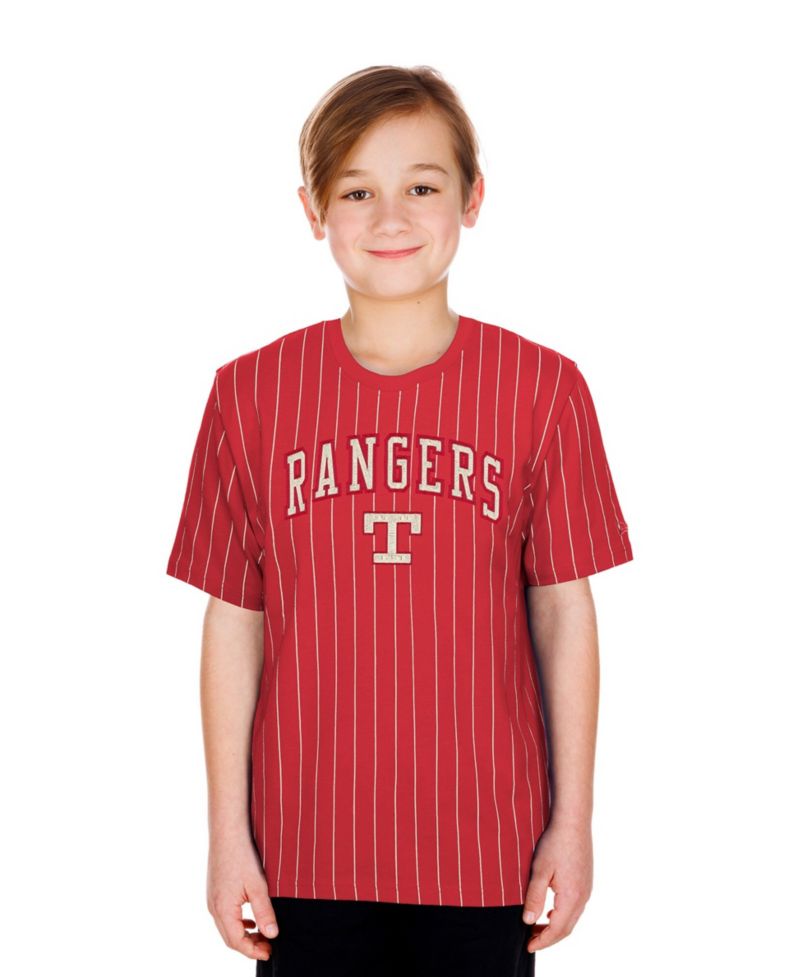 Big Boys and Girls Red Texas Rangers 2026 City Connect Pinstripe T-Shirt
