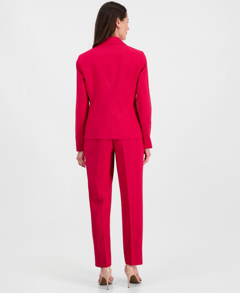 Women's One-Button Notch-Collar Jacket & Fly-Front Slim Pants Suit