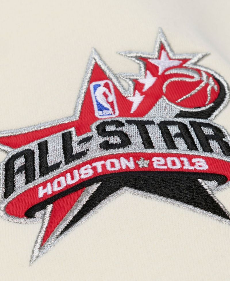 Men's Cream Houston Rockets Hardwood Classics Chainstitch Premium Fleece Hoodie
