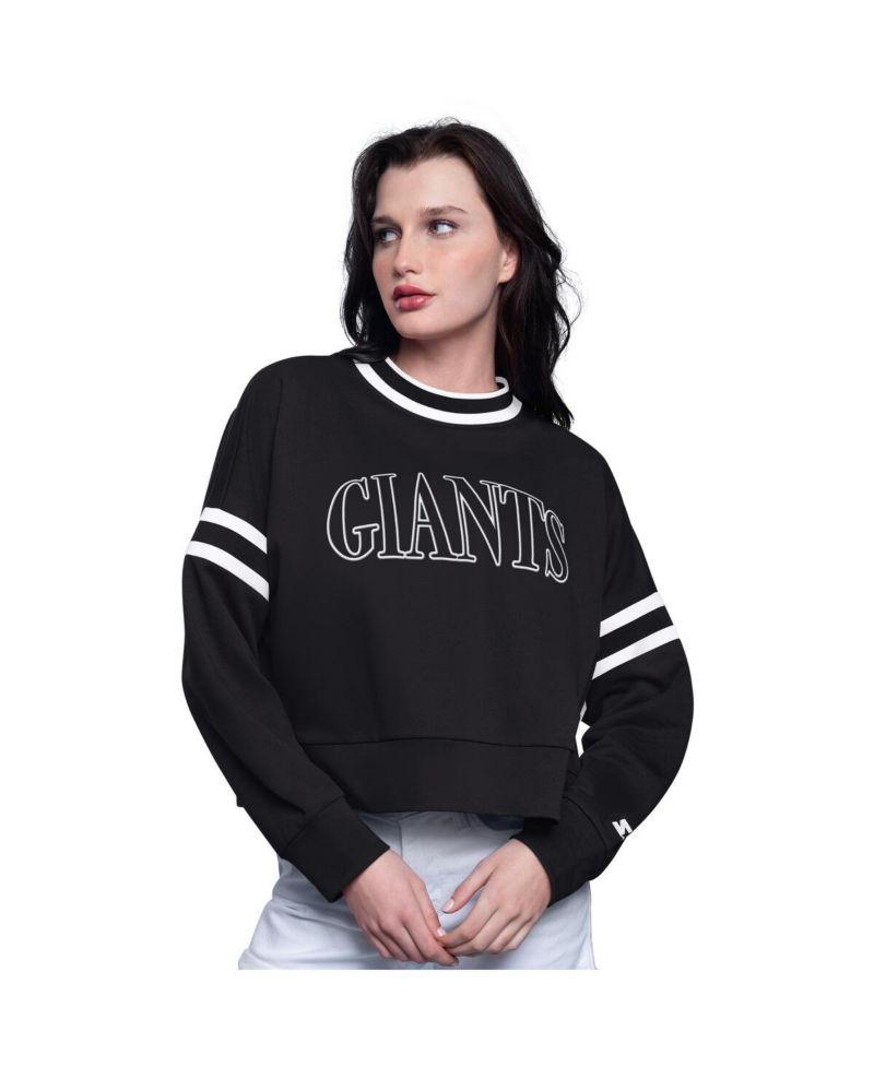 Women's Black San Francisco Giants Power Play Cropped Pullover Sweatshirt