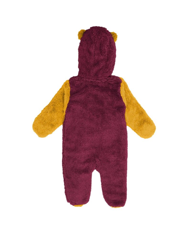 Baby Boys and Girls Burgundy Washington Commanders Teddy Fleece Bunting Full-Zip Sleeper