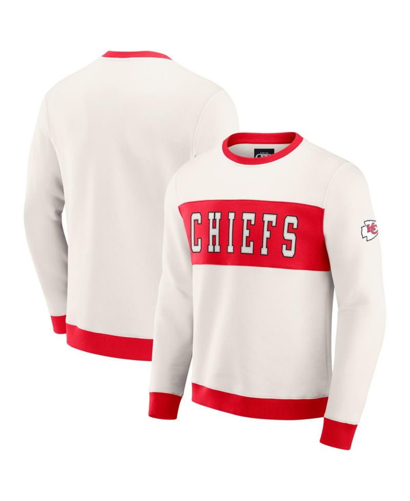 Darius Rucker Collection by Men's Cream Kansas City Chiefs Color Block Crewneck Sweatshirt