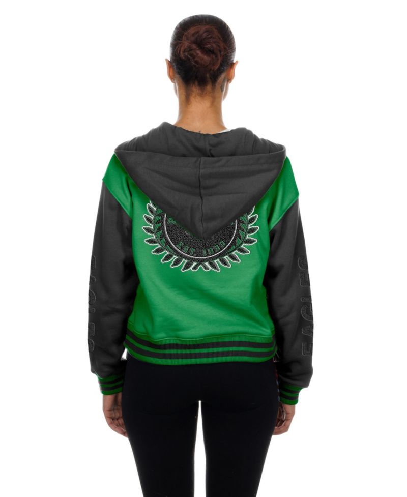Women's Kelly Green Philadelphia Eagles Throwback Full-Snap Hooded Jacket