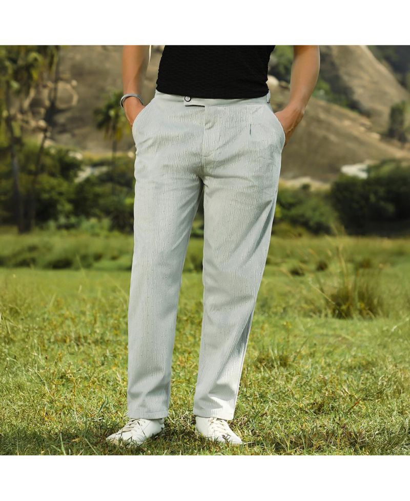 Men's Cloud Grey Veined Tailored Trousers