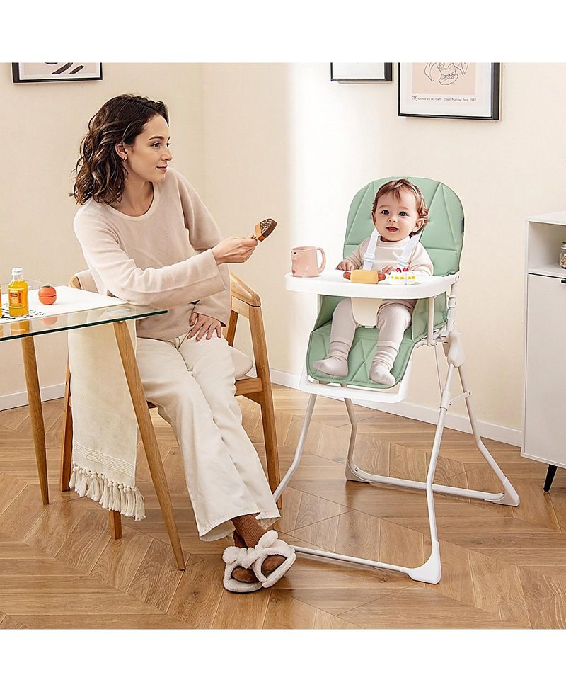 Baby Compact Foldable High Chair with Removable Waterproof Cushion