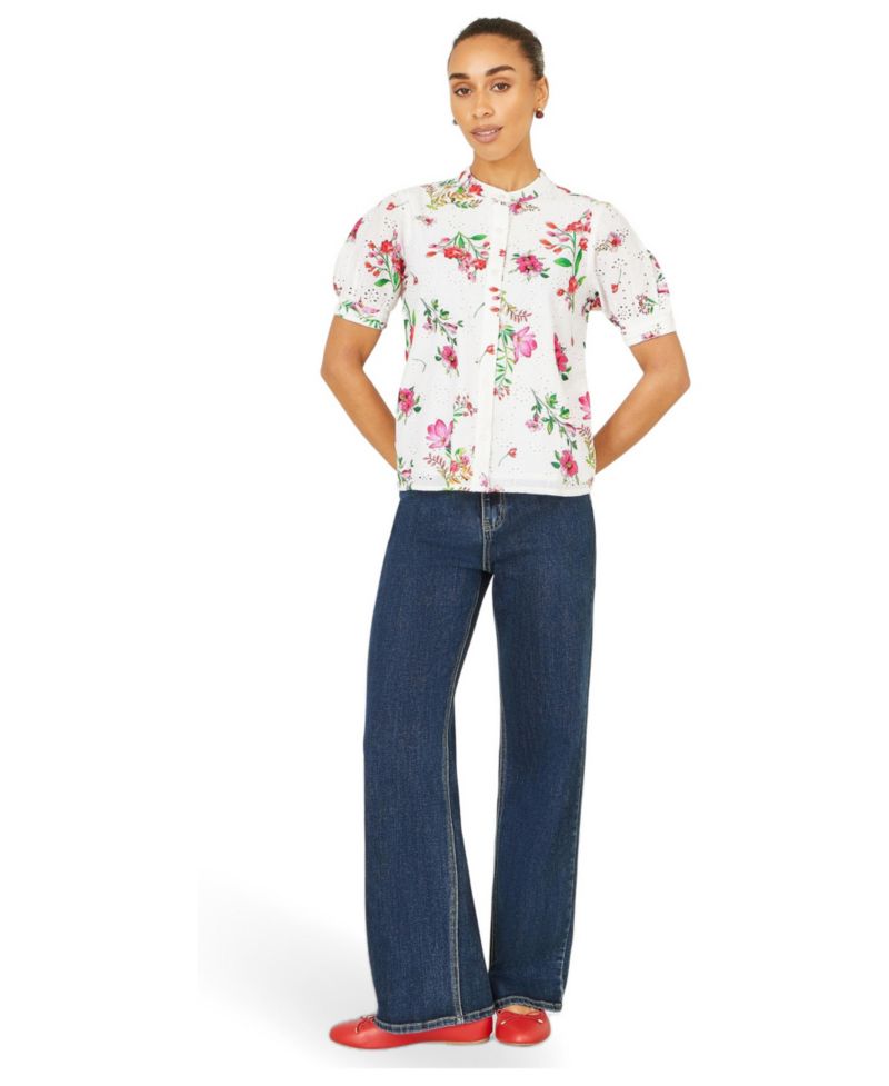 Women's Cotton Broderie Anglaise Floral Shirt