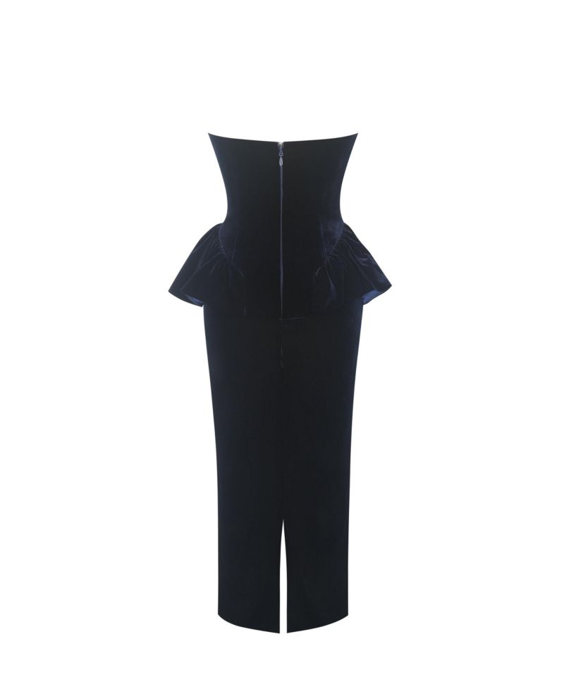 Women Pascha Black Lace Appliqu&eacute; Strapless Peplum Maxi Dress