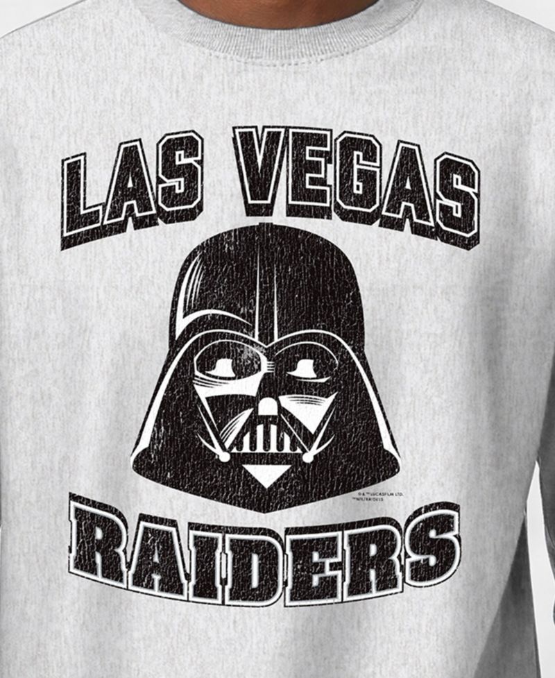 Men's Silver Las Vegas Raiders Disney X Champion Reverse Weave Fleece Crewneck Sweatshirt
