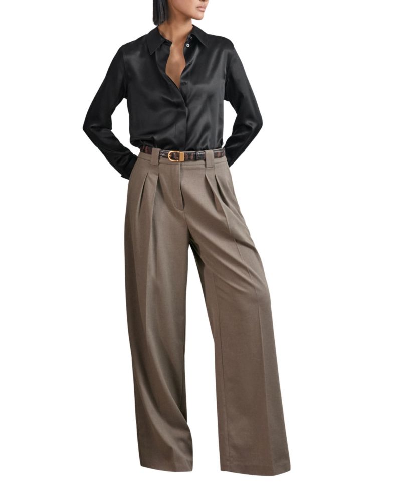 Women's Ameira Silk-Satin Concealed-Placket Shirt