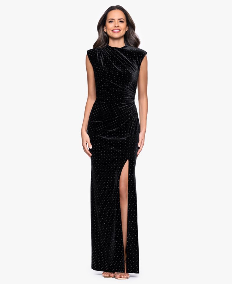 Petite Mock Neck Velvet Gown