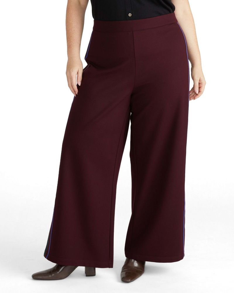 Plus Size Wide Leg Stripe Ponte Pants