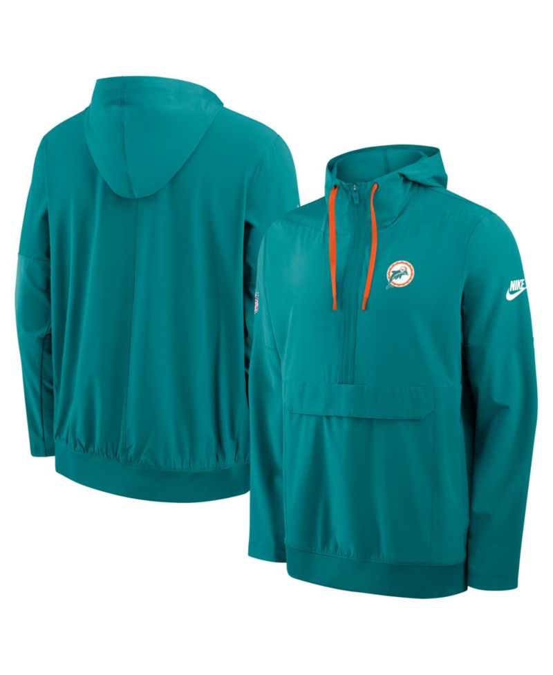 Men's Aqua Miami Dolphins Alt Anorak Half-Zip Hooded Jacket