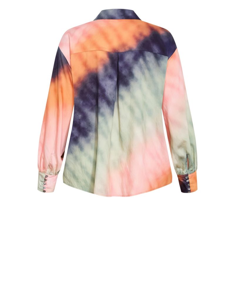 Plus Size Sunset Ombre Print Shirt