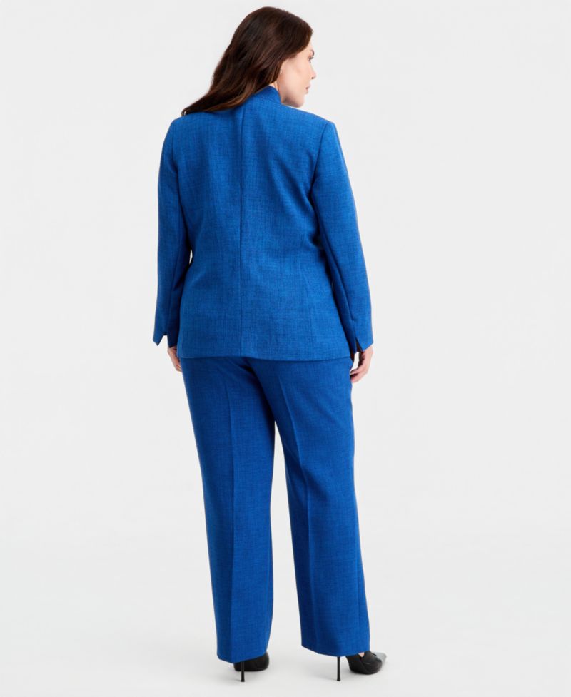 Plus Size Collarless One-Button Blazer