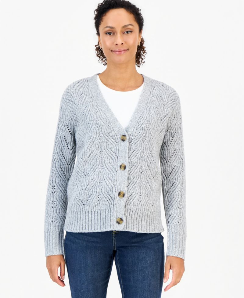 Women's Pointelle Boyfriend Cardigan