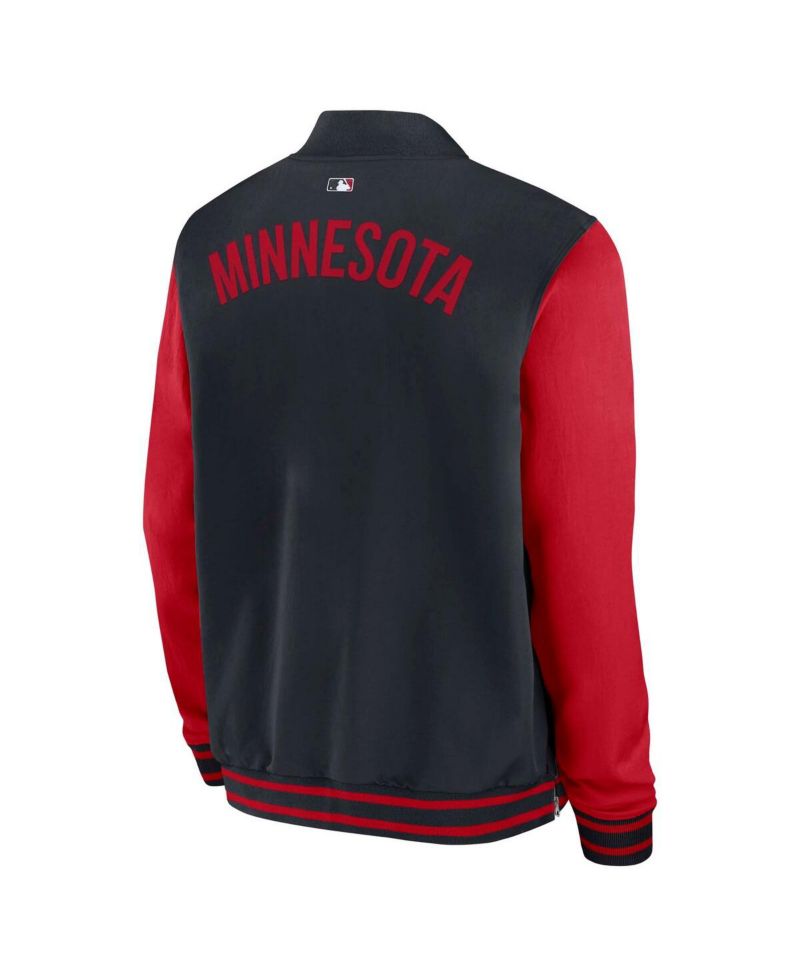 Men's Navy/Red Minnesota Twins Authentic Collection Dugout Full-Zip Bomber Jacket