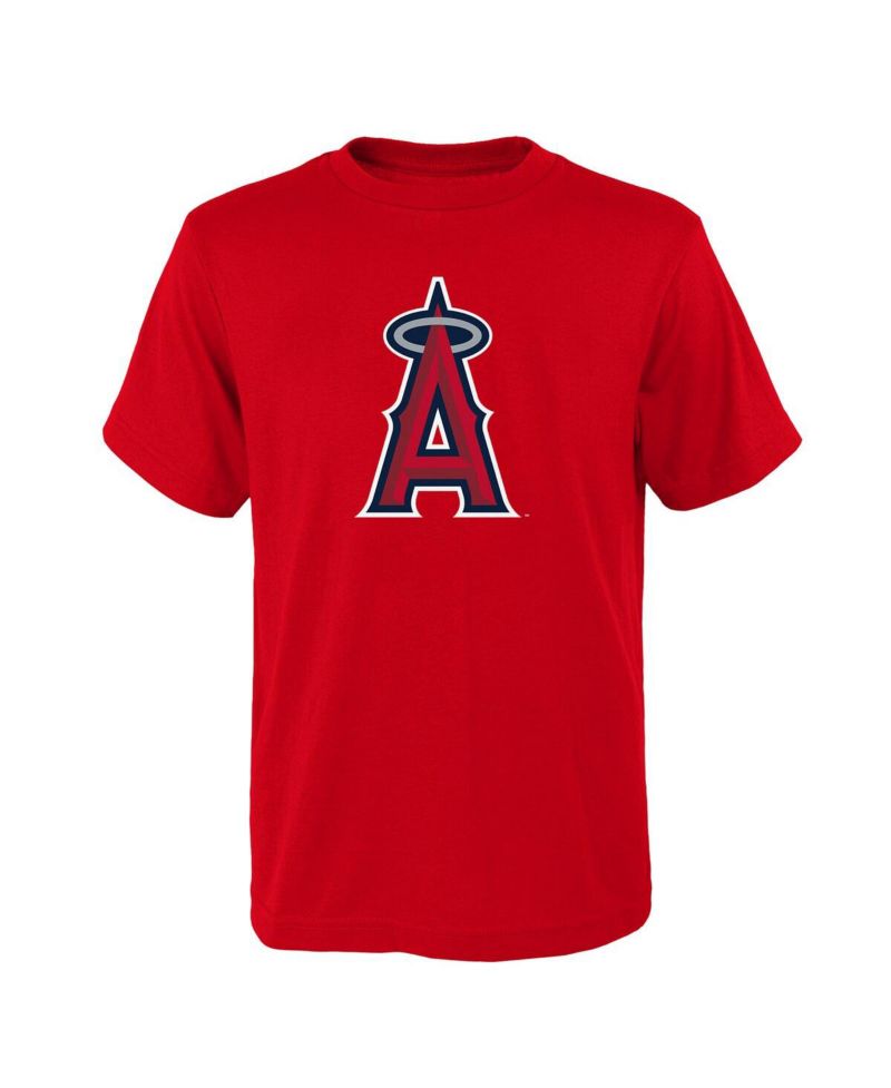 Big Boys and Girls Red Los Angeles Angels Logo Primary Team T-shirt