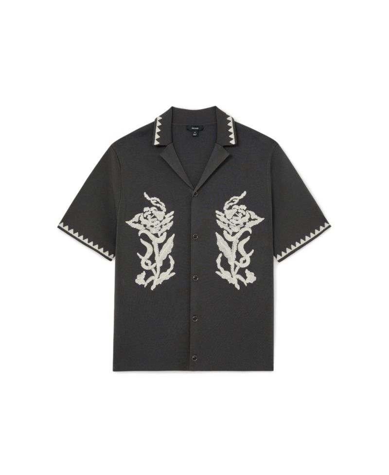 Men's Folia Floral-Embroidered Knitted Shirt