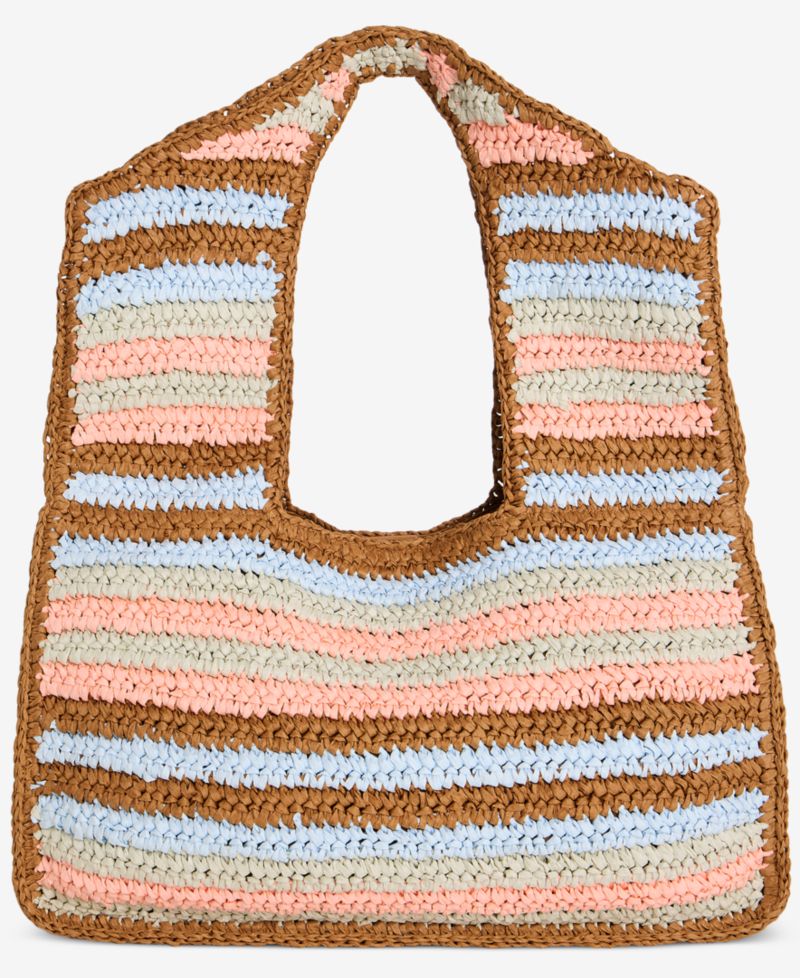 Marled Cut Out Straw Tote