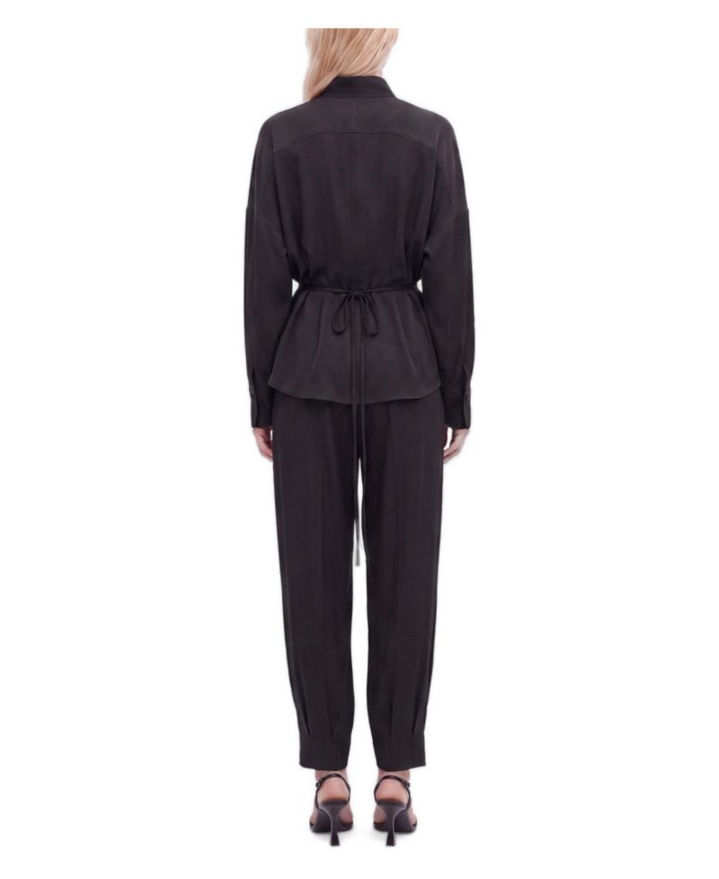 Women's Long-Sleeve Button-Up Tie-Detail Blouse