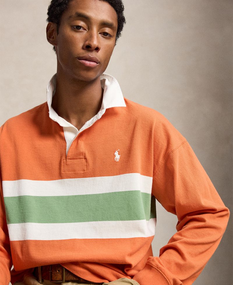 Men's Big Fit Striped Rugby Shirt