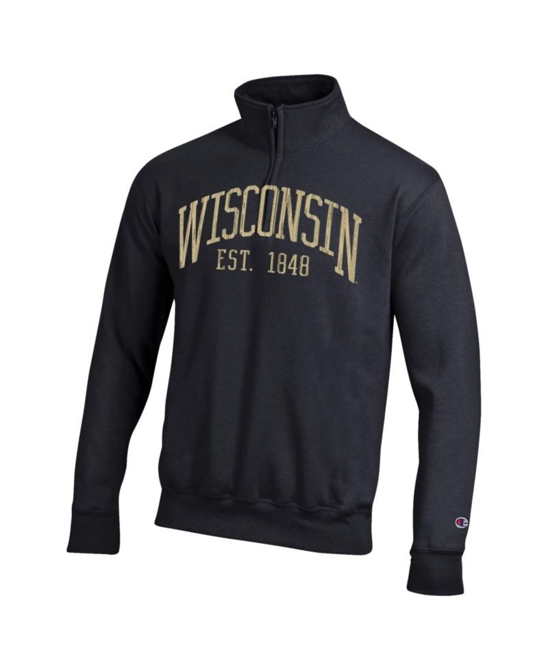 Men's Black Wisconsin Badgers Powerblend Quarter-Zip Pullover