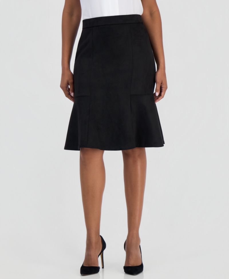 Women's Pull-On Flare Faux Suede Skirt