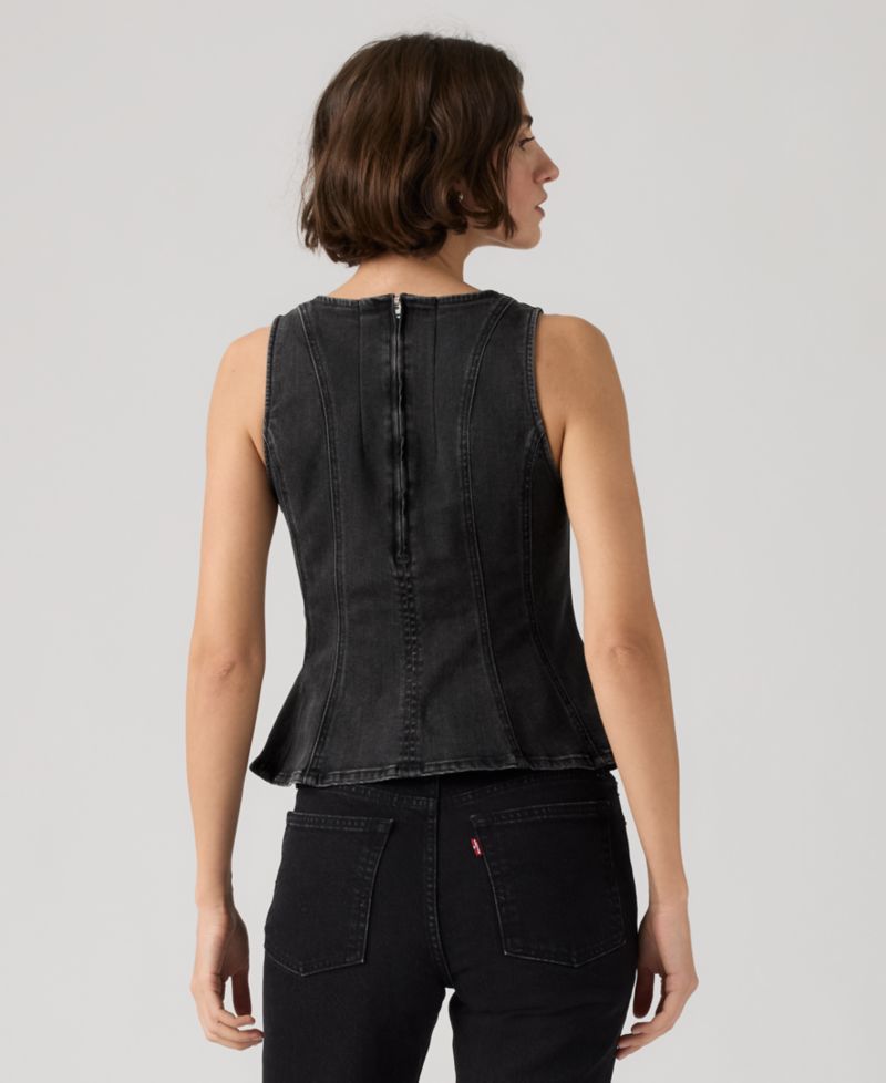 Premium Women's Leighton Sleeveless High-Neck Peplum Top