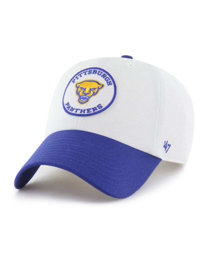Men's and Women's '47 White/Royal Pitt Panthers Pique Patch Clean Up Adjustable Hat