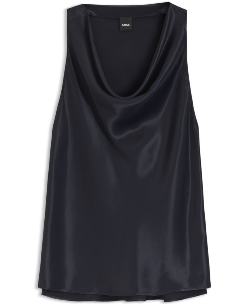 BOSS by Women's Satin Cowl-Neck Sleeveless Blouse