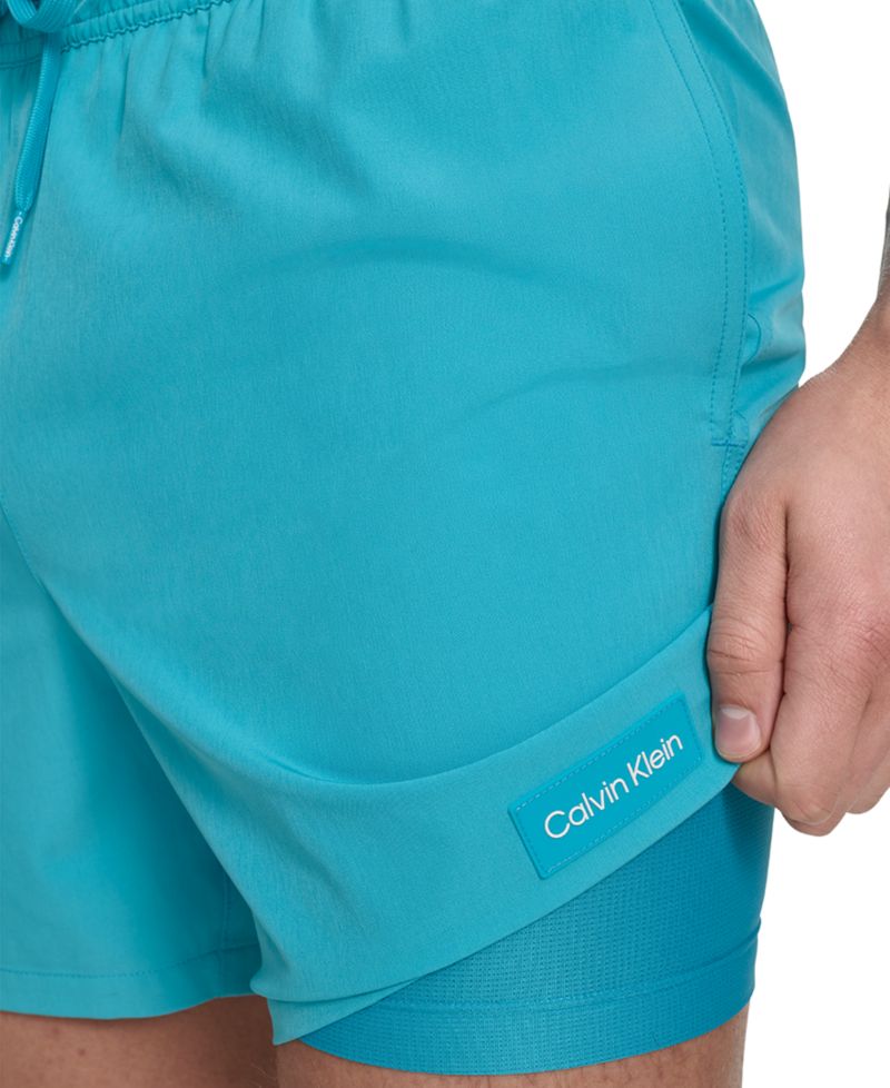 Men's Core Euro Regular-Fit Quick-Dry 5" Swim Trunks with Compression Short Liner