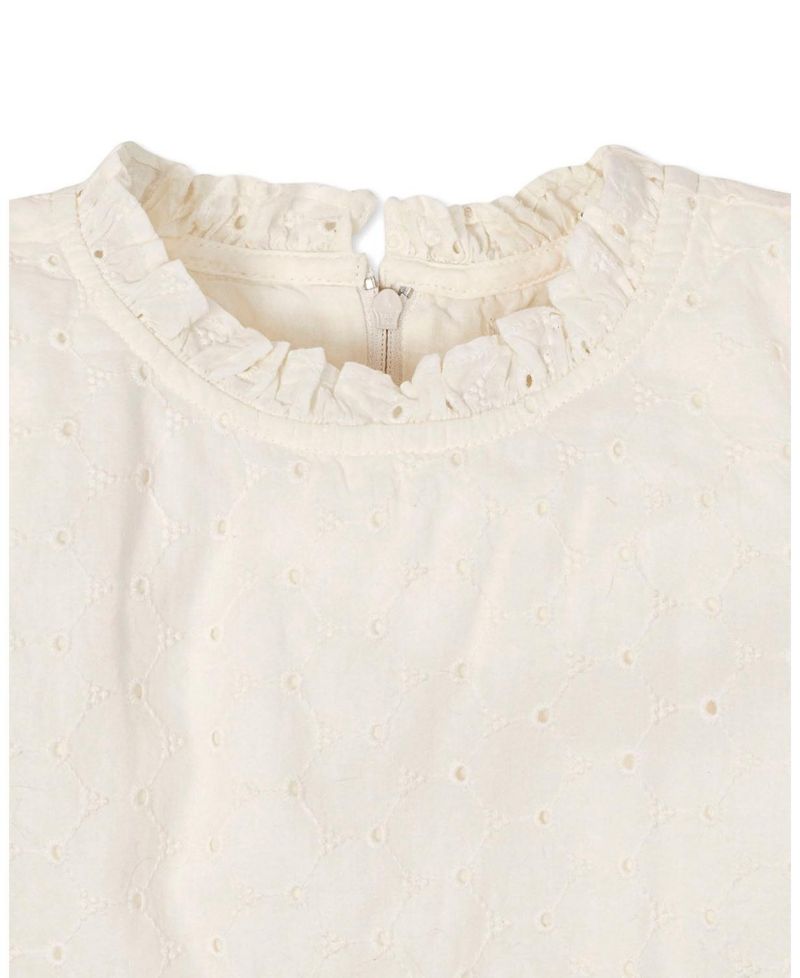 Toddler Girls Hope and Henry Organic Flutter Sleeve Tiered Eyelet Dress