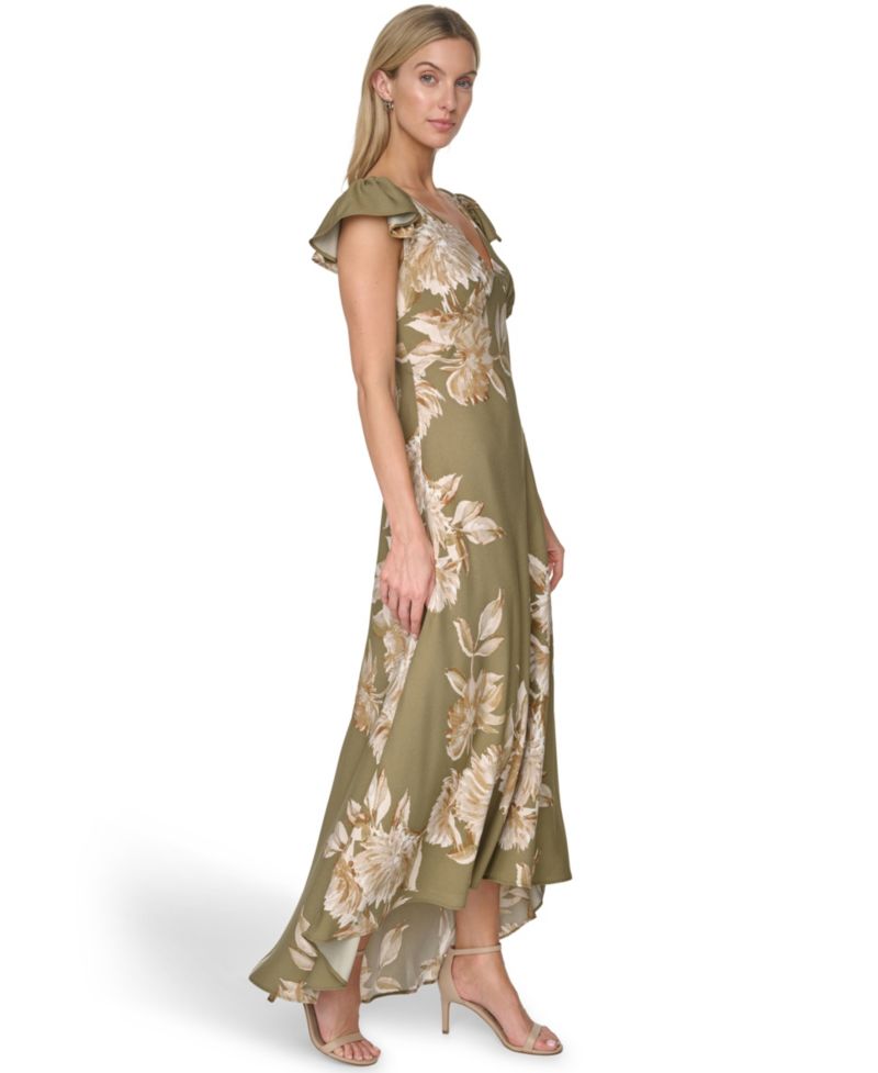 Women's Printed V-Neck Midi Dress