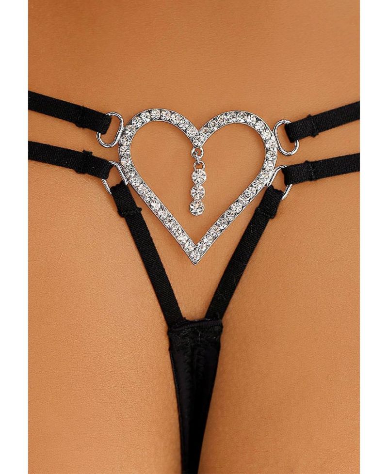 Women's Strappy Heart Minimal-Coverage Thong Underwear