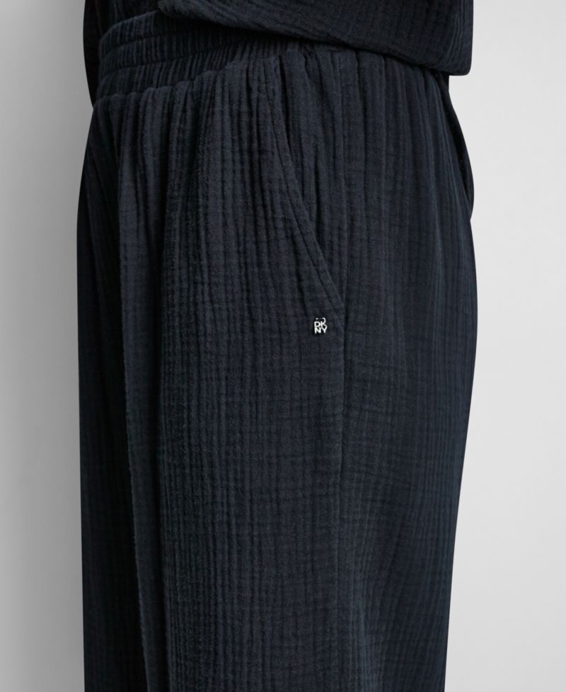 Petite Gauze Straight-Leg Pull-On Pants