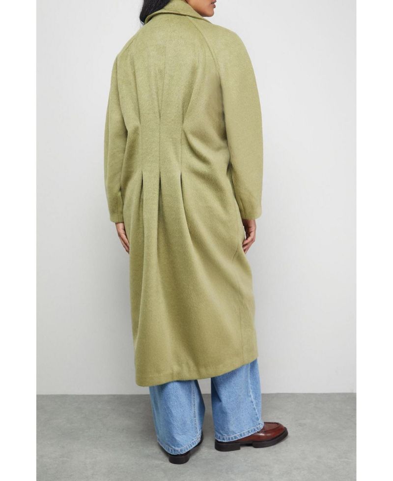 Women's Oversized Pleat Back Detail Maxi Coat