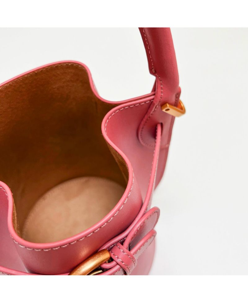 Blair Leather Small Bucket Bag Women's Crossbody Purse with Belt Drawstring