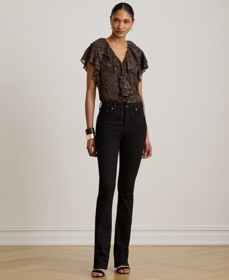 Petite Paisley Ruffle-Trim Georgette Blouse