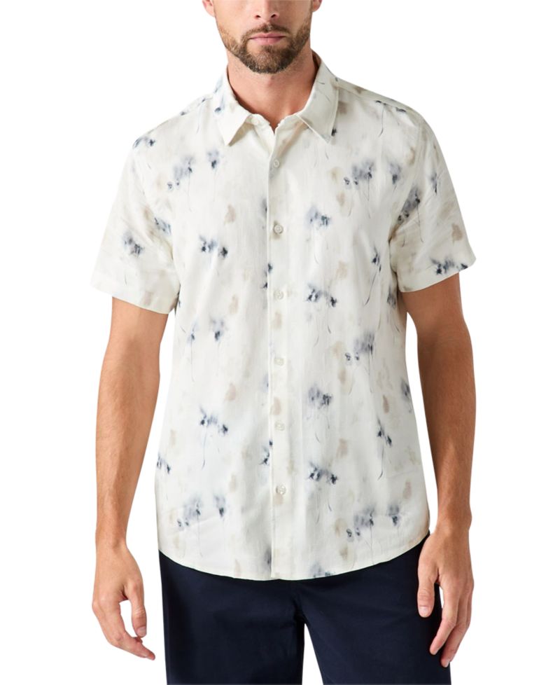 Men's Knox Jacquard Short-Sleeve Floral Print Regular-Fit Shirt