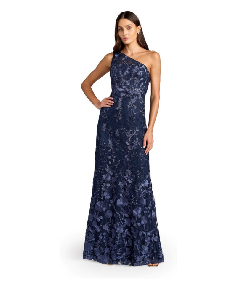 Women's One Shoulder Lace Embroidered Gown