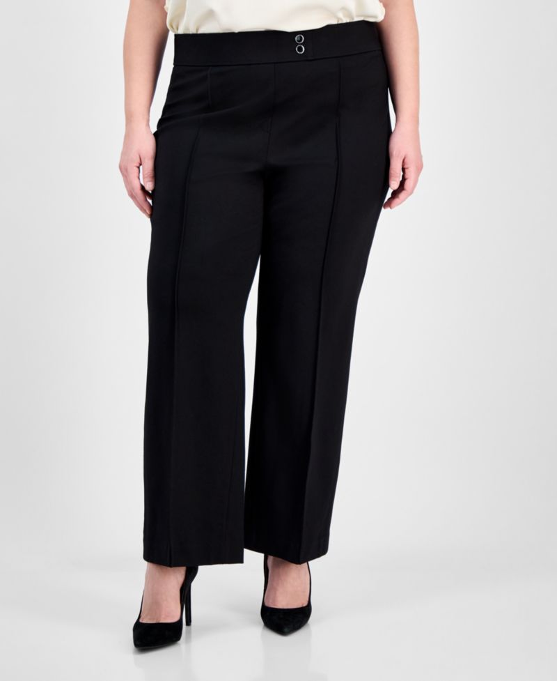 Plus Size Pintucked Pull-On Pants