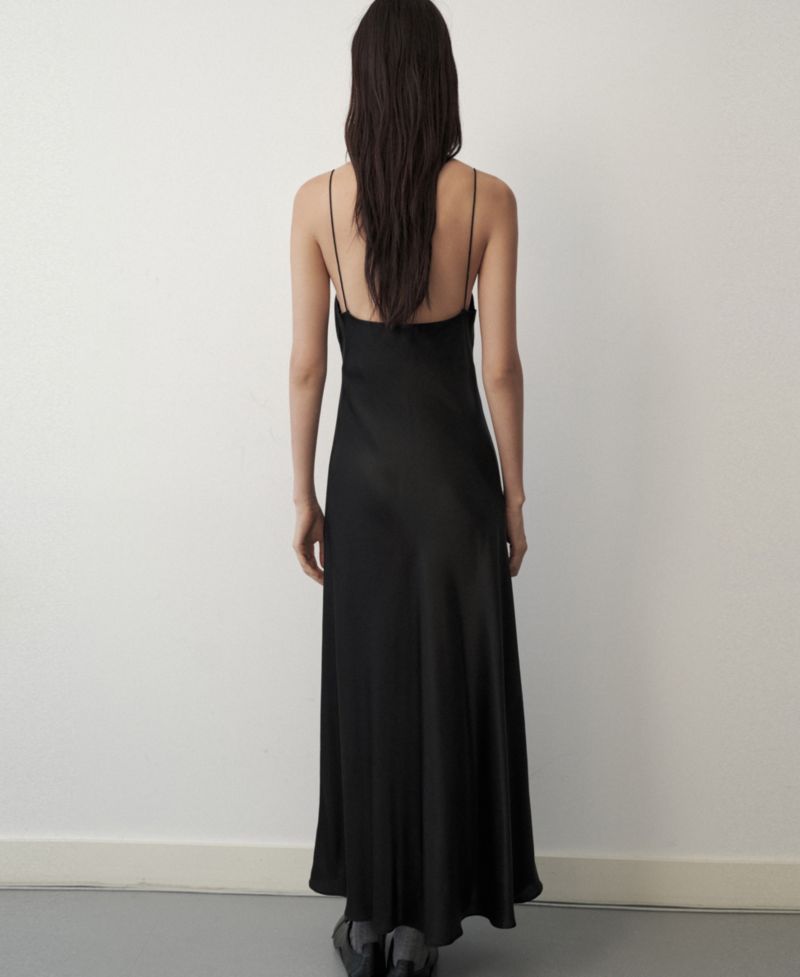Women's Selection Satin V-Neck Midi Slip Dress
