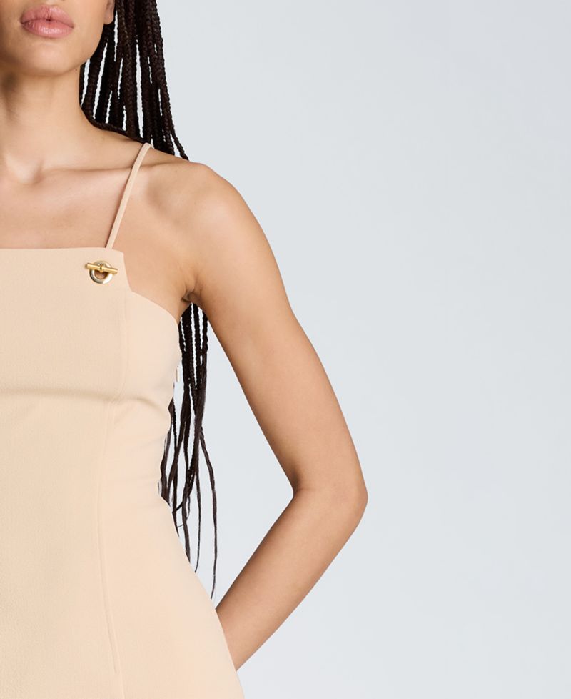 Women's Square Neck Grommet Midi Dress