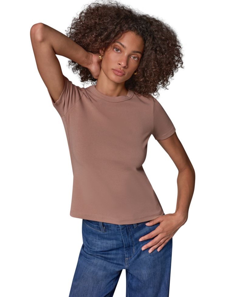 Women's Cotton-Modal Blend Crewneck Fitted T-Shirt