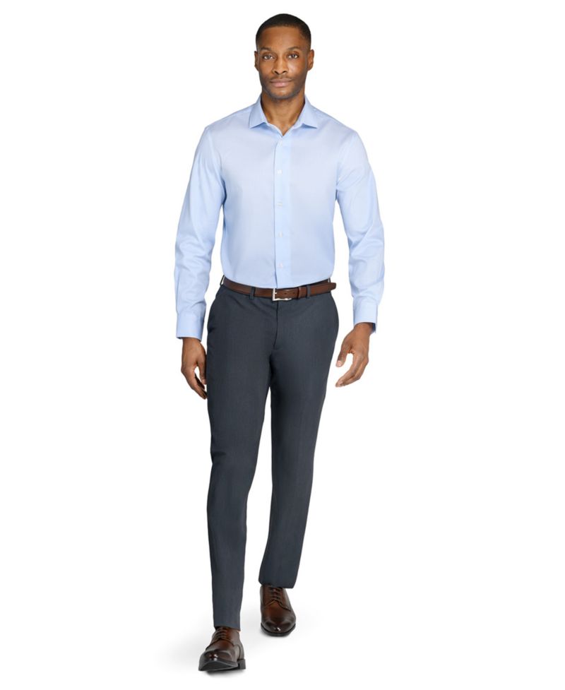 Men's Houndstooth Hybrid Slim Fit Easy Care Long Sleeve Shirt