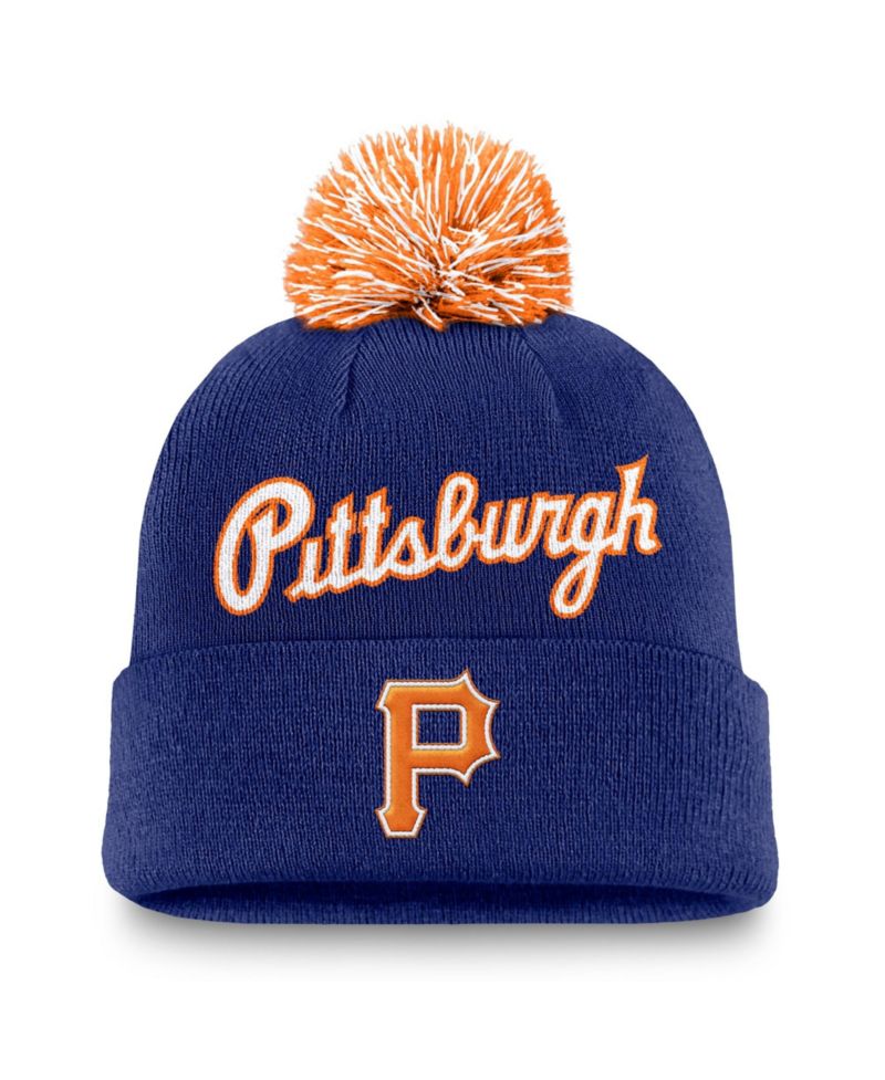 Men's Royal Pittsburgh Pirates Peak Cuffed Knit Hat with Pom