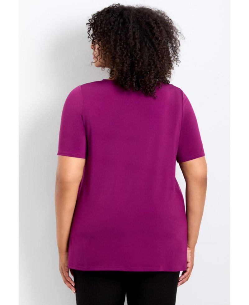 Plus Size Cowl Neck Short Sleeve Women's Top
