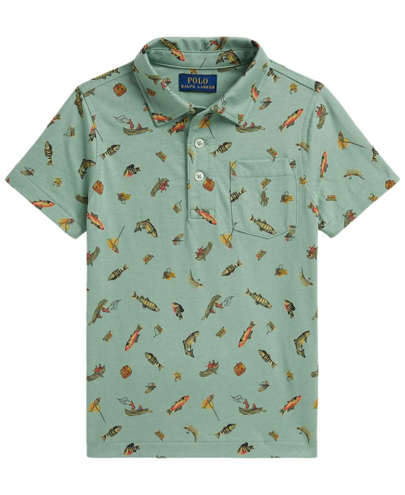 Boys' 2-7 Fishing Print Short-Sleeve Polo Shirt