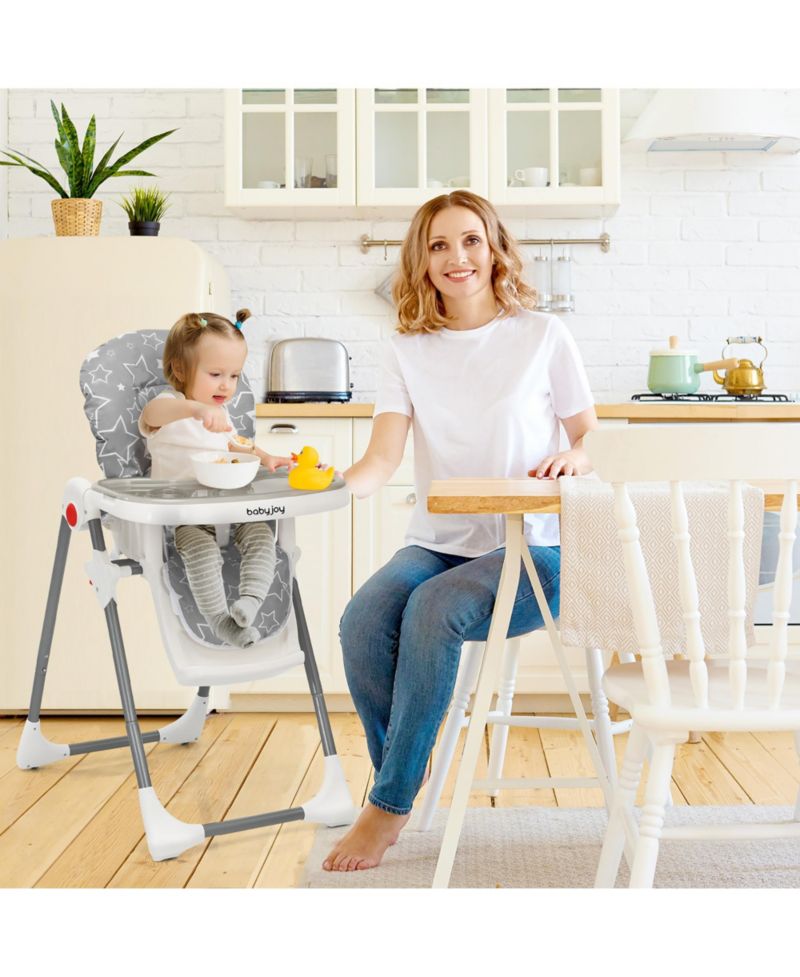 Toddler Folding High Chair Dining Chair w/ 6-Level Height Adjustment